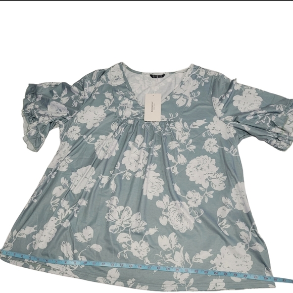 NWT BloomChic Women's 18-20(2X) Short Sleeve Top Green & White - Picture 13 of 16